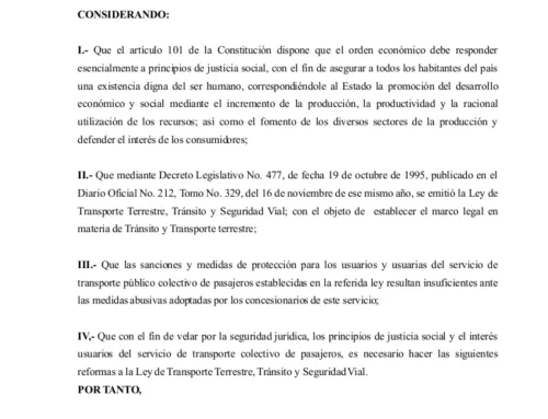 Propuestas de Reforma a Ley de Transporte